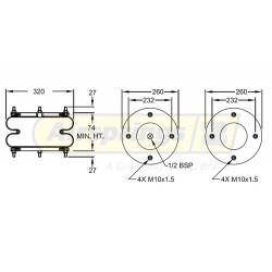 AIRSPRING CONVOLUTED 12 X 2