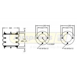 AIRSPRING CONVOLUTED 12 X 3