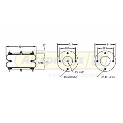 AIRSPRING CONVOLUTED 14 1/2 X 2