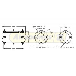 AIRSPRING CONVOLUTED 14 1/2 X 2