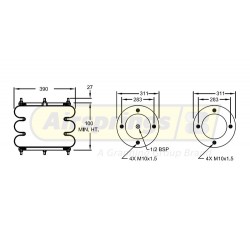 AIRSPRING CONVOLUTED 14 1/2 X 3