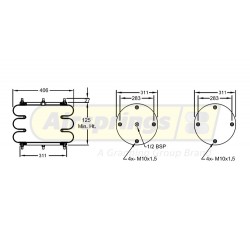 AIRSPRING CONVOLUTED 16 X 3