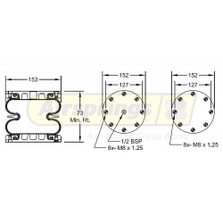 AIRSPRING CONVOLUTED 6 X 2