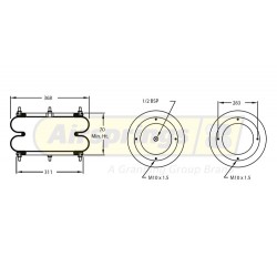 AIRSPRING CONVOLUTED 14 1/2 X 2