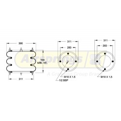 AIRSPRING CONVOLUTED 14 1/2 X 3