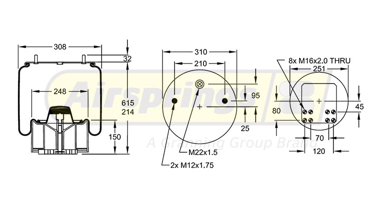 AIRSPRING COMPLETE - BPW (TYPE-36K PLASTIC PISTON)