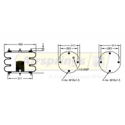 AIRSPRING CONVOLUTED 16x3 OFFSET - RECOVERY TRUCKS