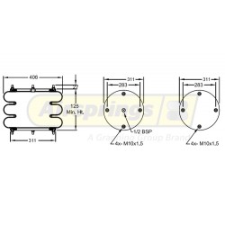 AIRSPRING CONVOLUTED 16x3 CENTRE - RECOVERY TRUCKS